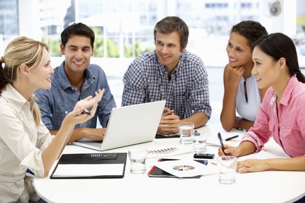 Mixed group in business meeting